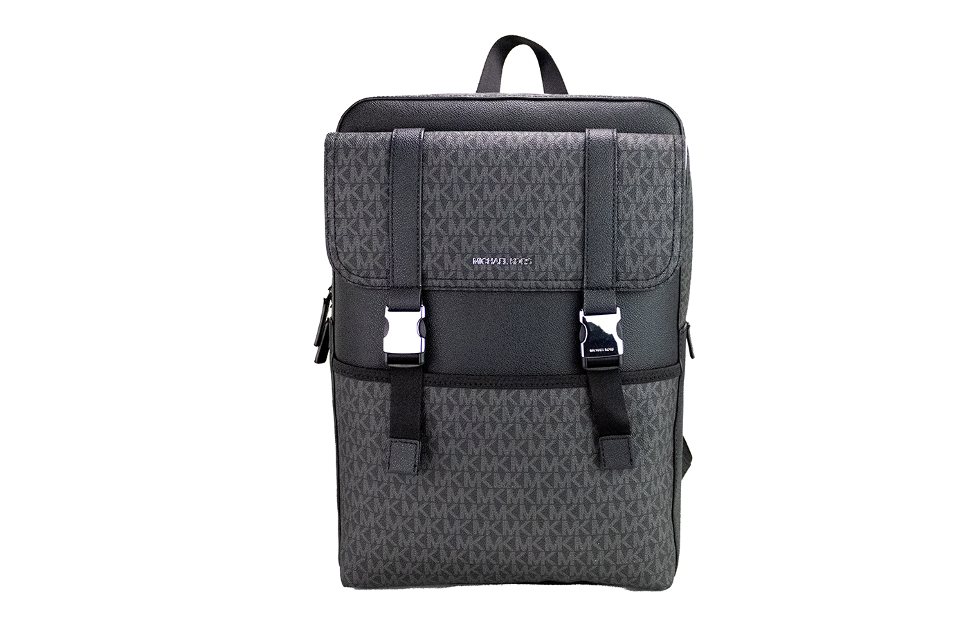MICHAEL KORS Cooper Large Black Signature PVC Square Sport Backpack Bookbag